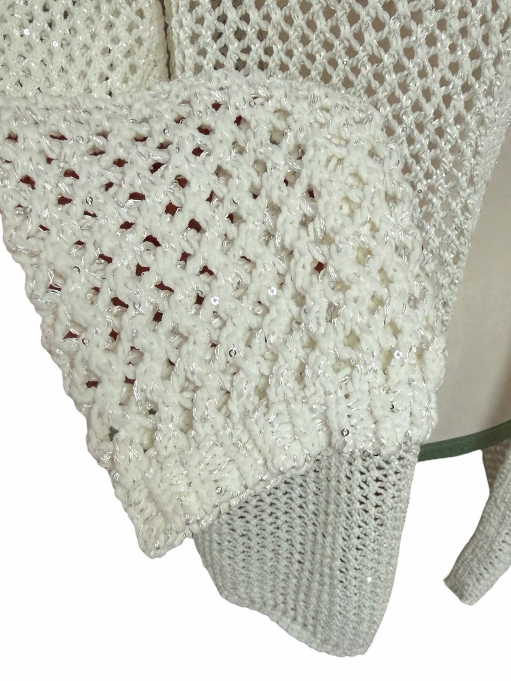 Joie Hooded Open Knit Sequin Duster Cardigan White XS NWT Beach Cover Up - Picture 5 of 13